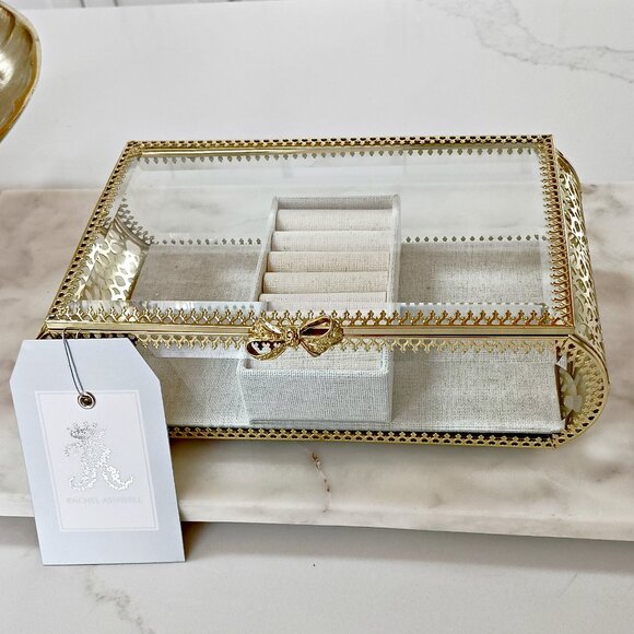 NEW! EXQUISITE Rachel ASHWELL CLEAR HINGED JEWELRY BOX - Picture 2 of 6